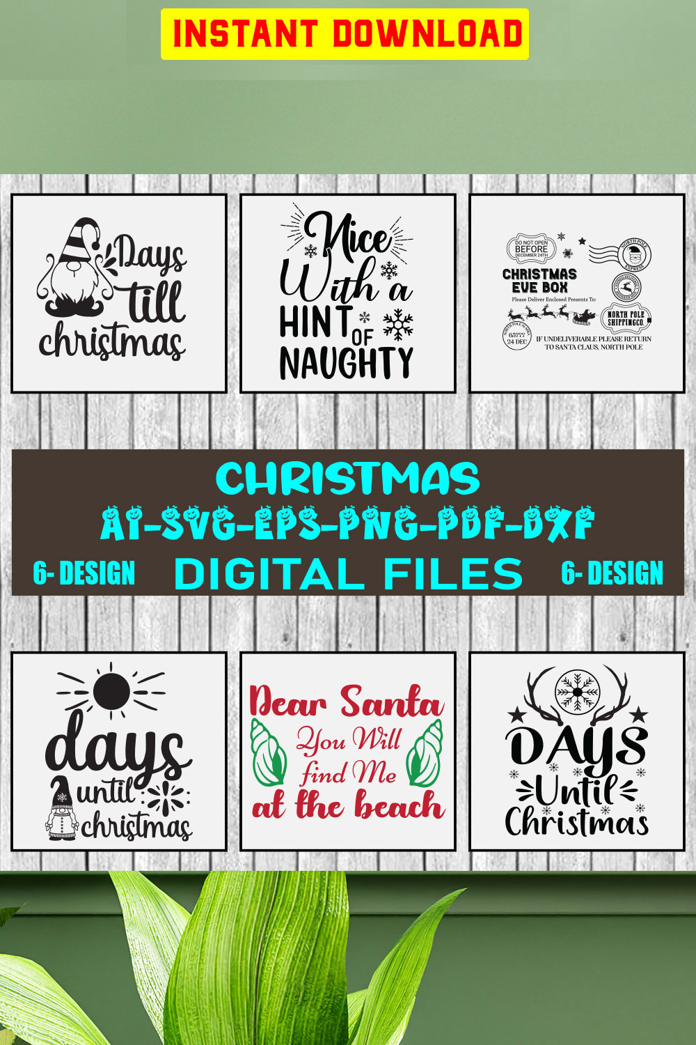 Christmas SVG Design Bundle Vol-53 pinterest preview image.