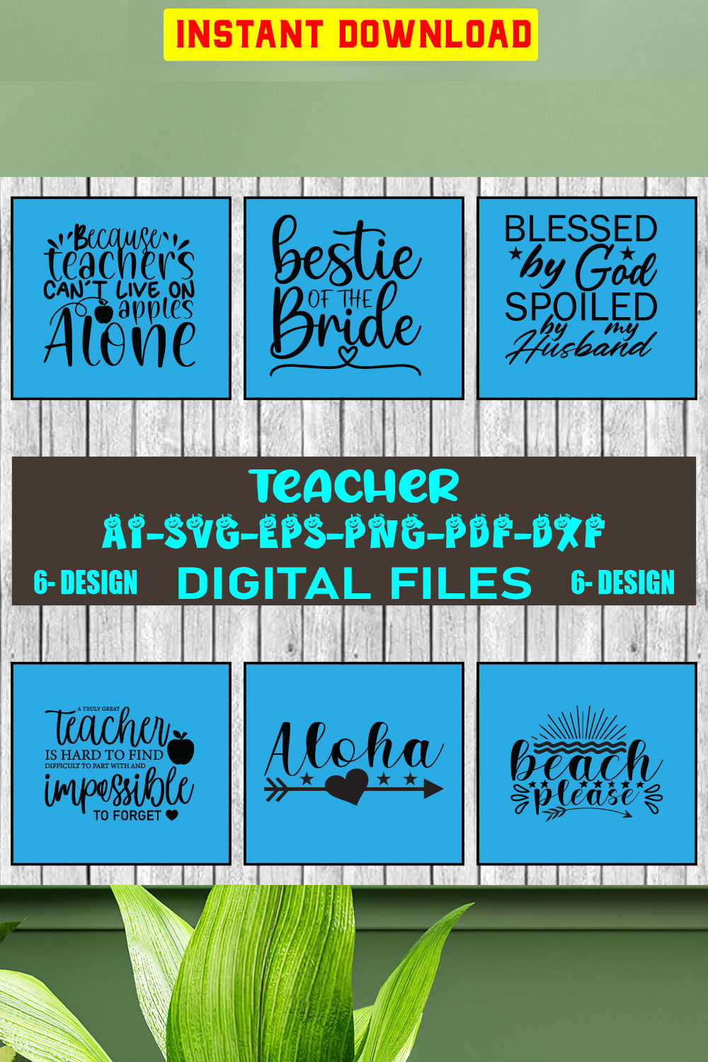 Teacher Bundle SVG Files Vol-01 pinterest preview image.