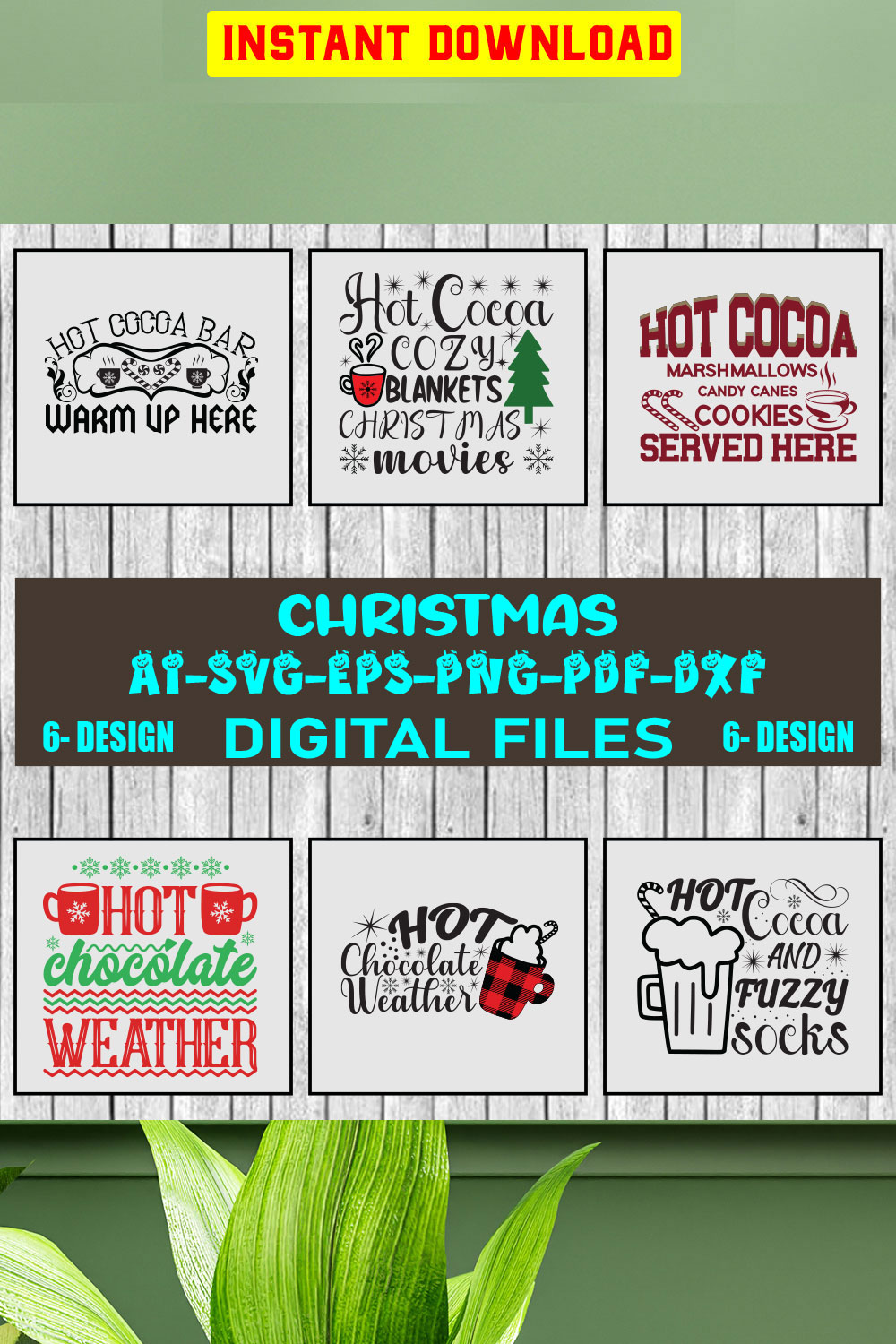 Christmas SVG Design Bundle Vol-44 pinterest preview image.