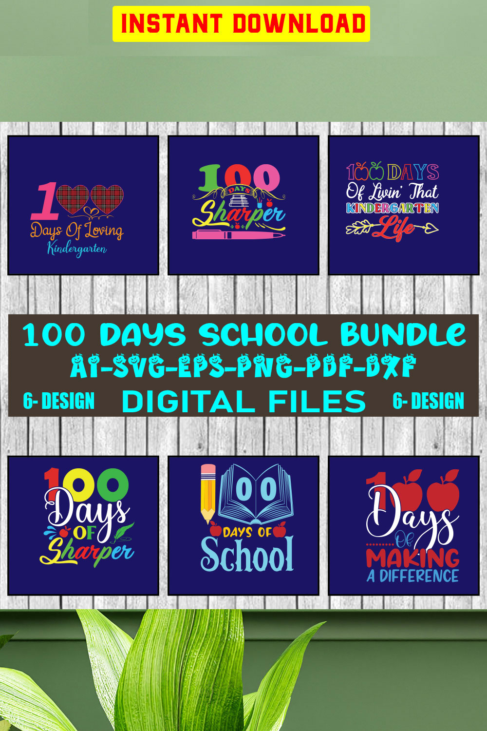 100 Days School T-shirt Design Bundle Vol-2 pinterest preview image.