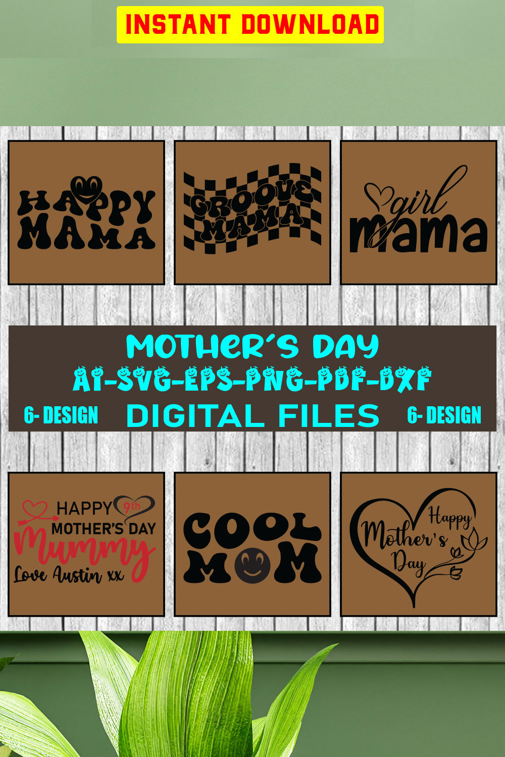 Mothers Day SVG Bundle, mom life svg, Mother's Day, mama svg, Mommy and Me svg, mum svg, Vol-02 pinterest preview image.