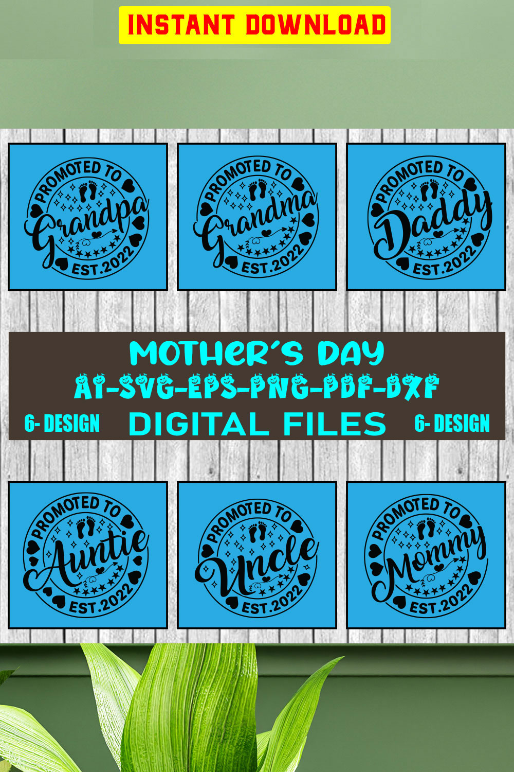 Mother's Day SVG Files Vol-06 pinterest preview image.