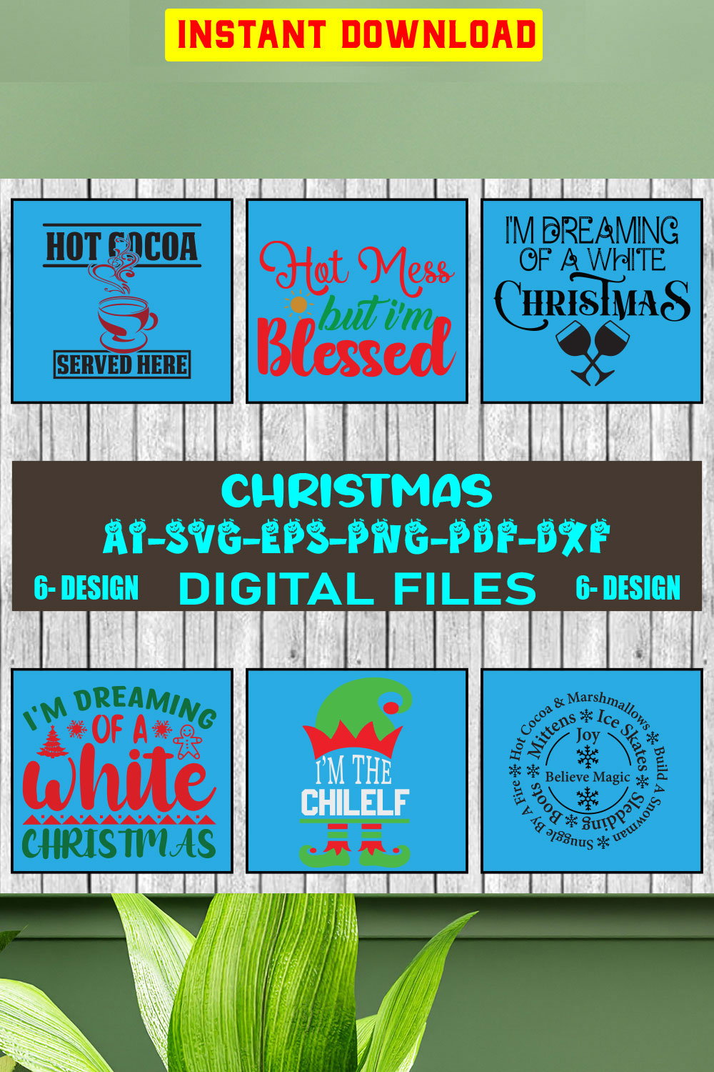 Christmas SVG Design Bundle Vol-45 pinterest preview image.