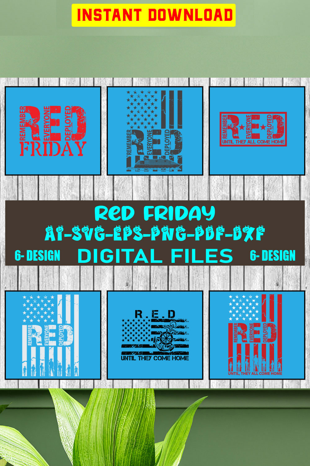 Red Friday Bundle SVG Files Vol-03 pinterest preview image.