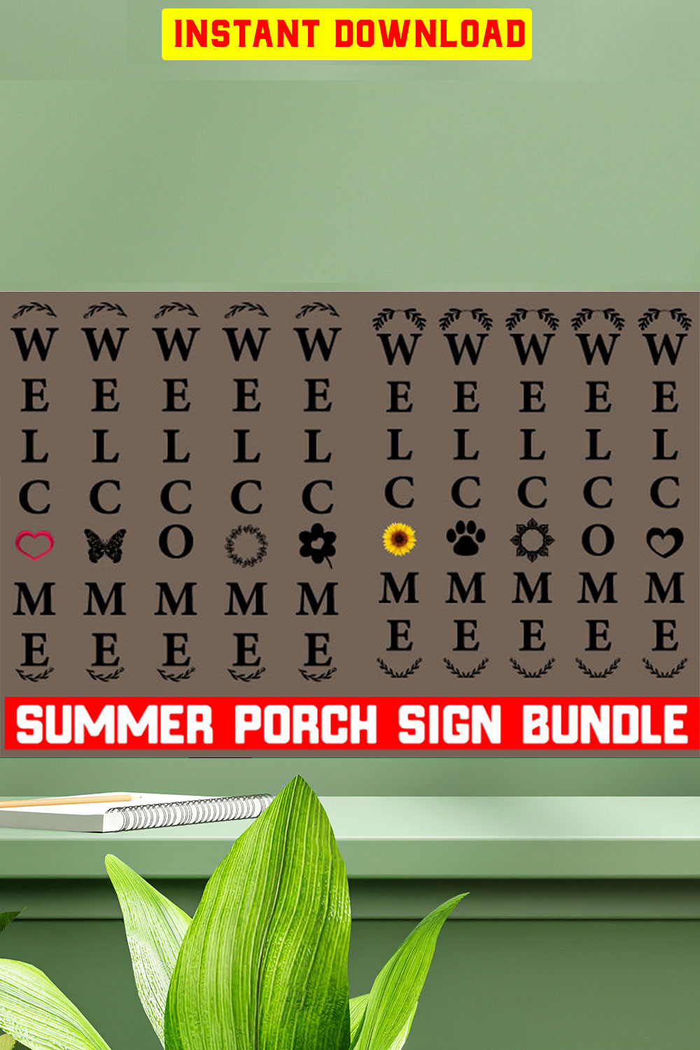 Summer Porch Sign T-shirt Designs Bundle pinterest preview image.