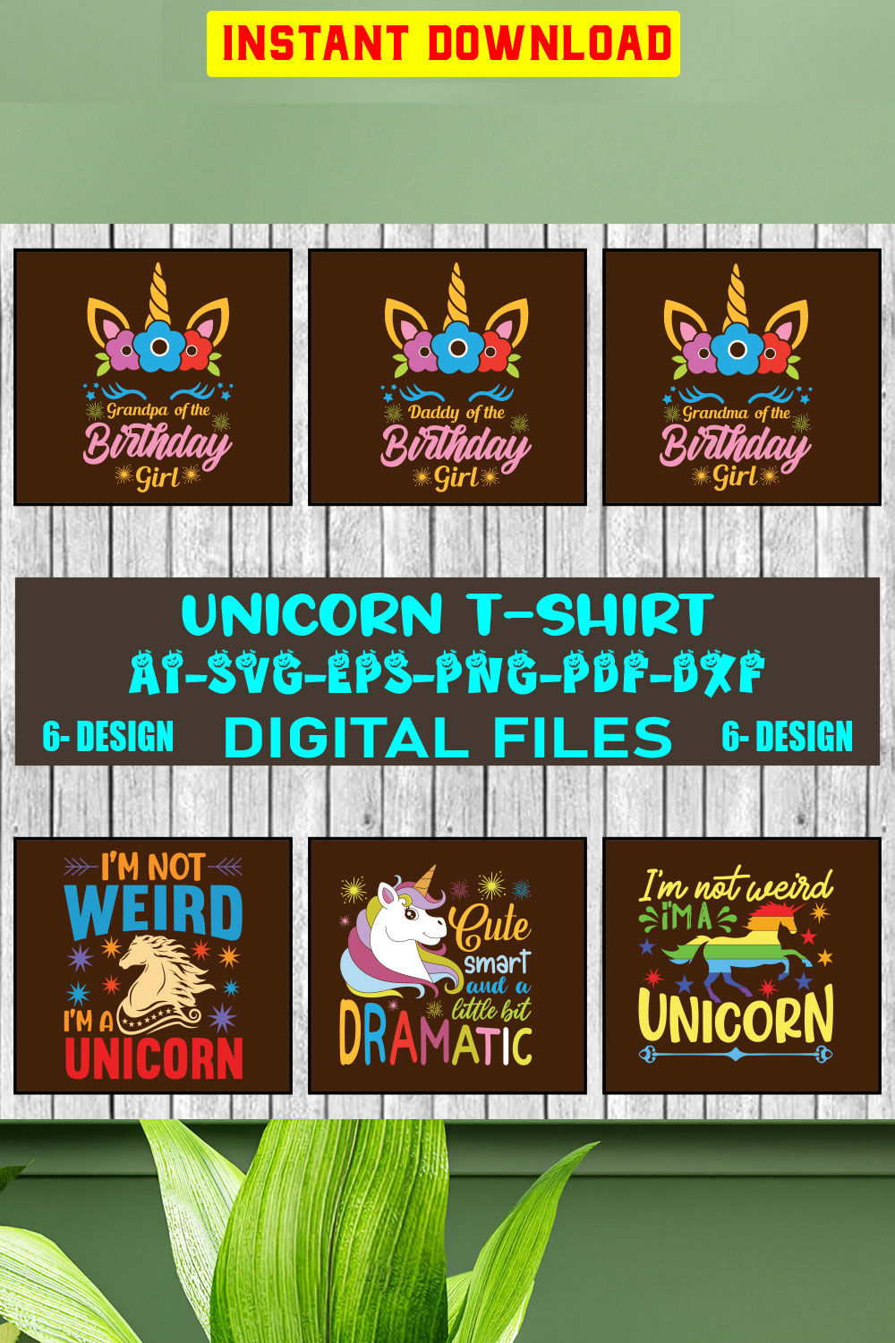 Unicorn T-shirt Design Bundle Vol-2 pinterest preview image.