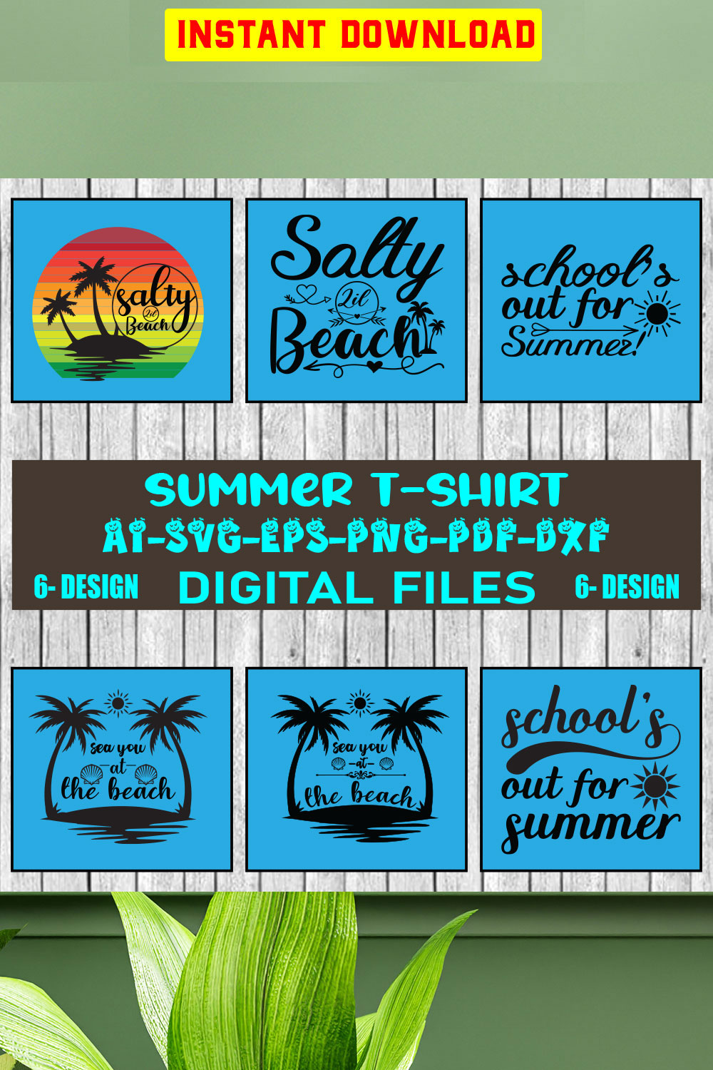 Summer T-shirt Design Bundle Vol-7 pinterest preview image.