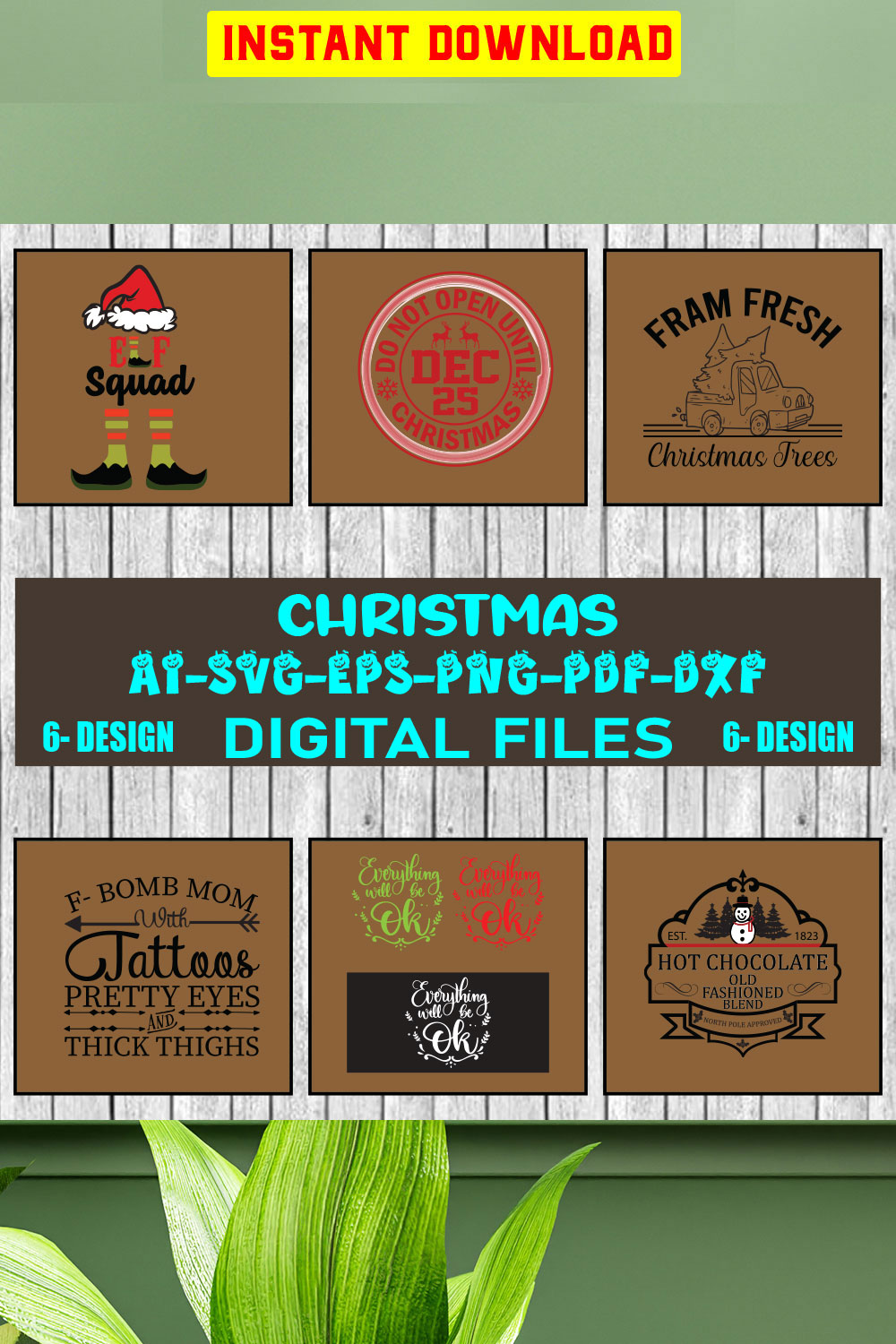 Christmas SVG Design Bundle Vol-54 pinterest preview image.