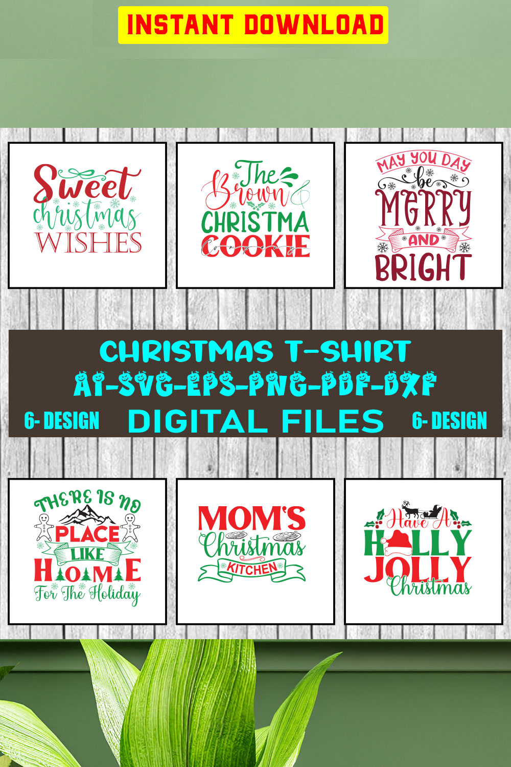 Christmas T-shirt Design Bundle Vol-12 pinterest preview image.