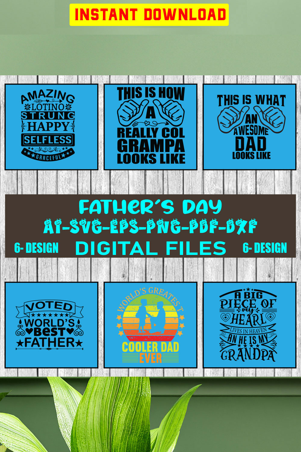 Dad Svg Bundle, Father's Day Svg Bundle, Dad Quotes Svg Bundle Vol-05 pinterest preview image.