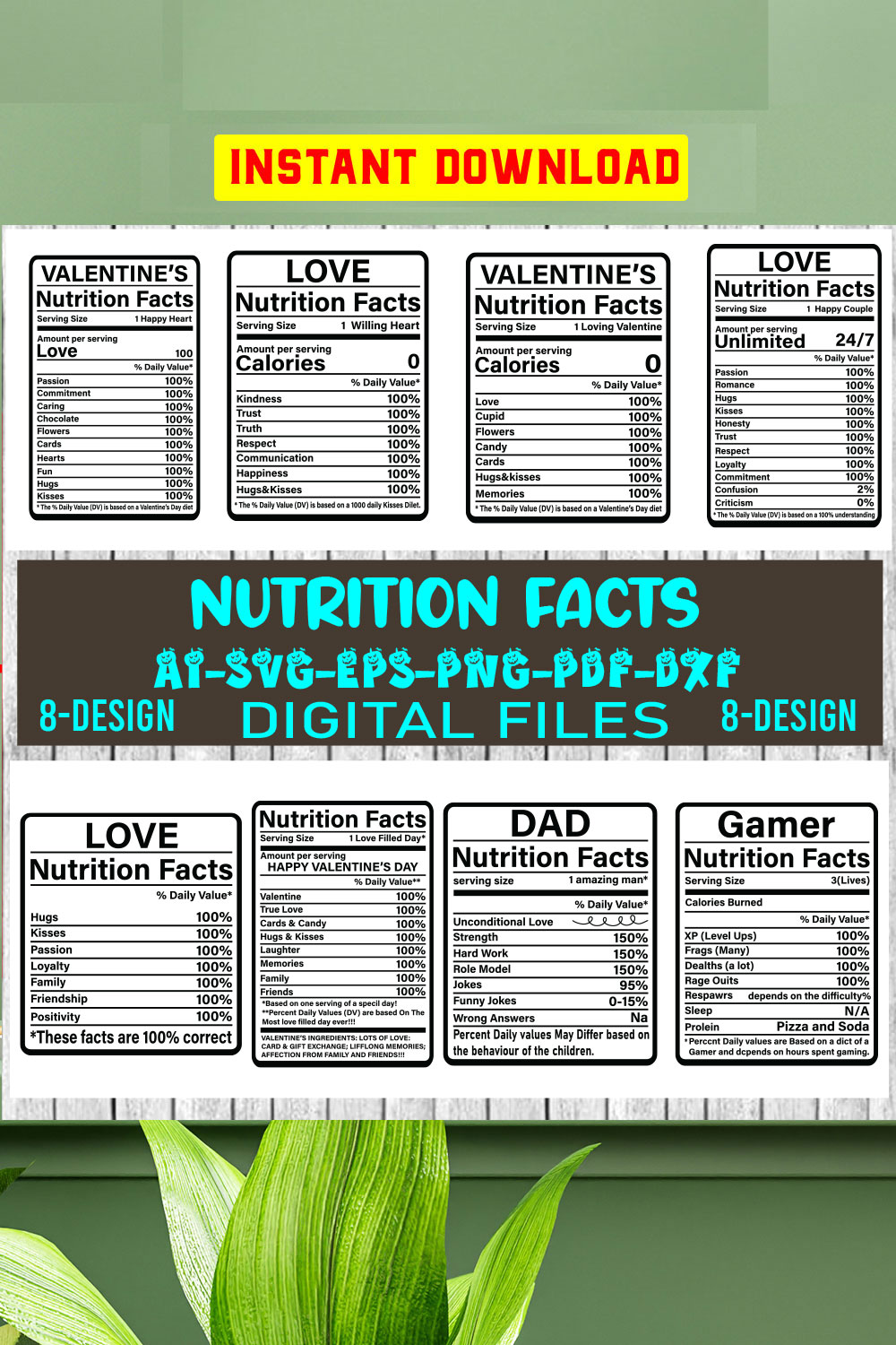 Nutrition Facts Design Bundle | Nutrition Facts Design | Nutrition Facts Shirt Design | Nutrition Sayings pinterest preview image.