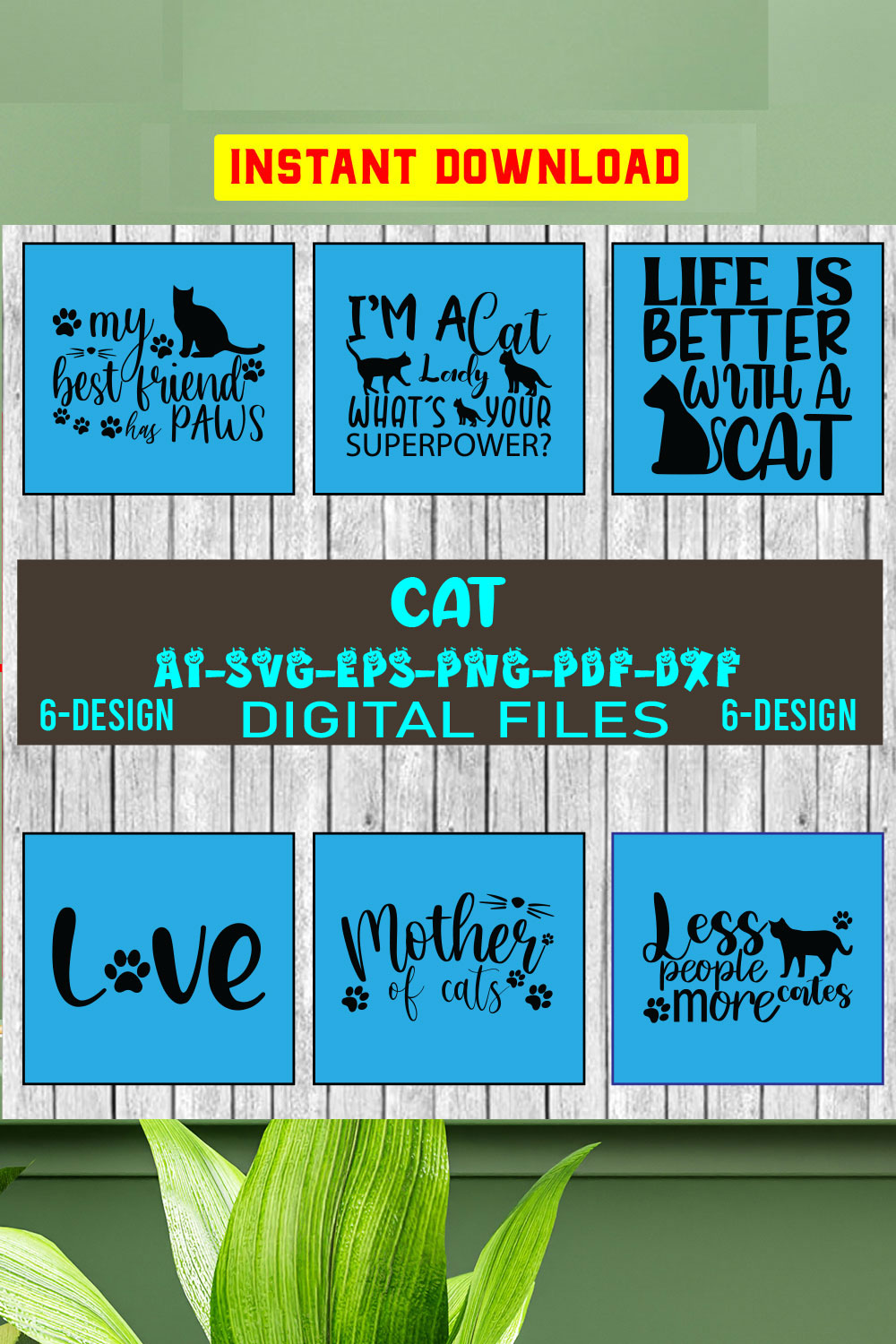 Cat SVG Bundle, Cat Quotes SVG, Mom SVG, Cat Funny Quotes, Mom Life Png, Pet Svg, Cat Lover Svg, Kitten Svg, Svg Cut Files Vol-03 pinterest preview image.