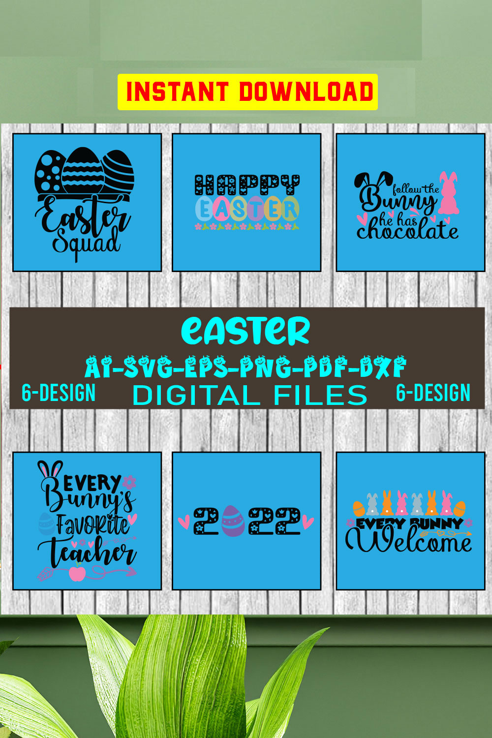 Happy Easter SVG Bundle, Easter SVG, Easter quotes, Easter Bunny svg, Easter Egg svg, Easter png, Spring svg, Cut Files for Cricut Vol-02 pinterest preview image.