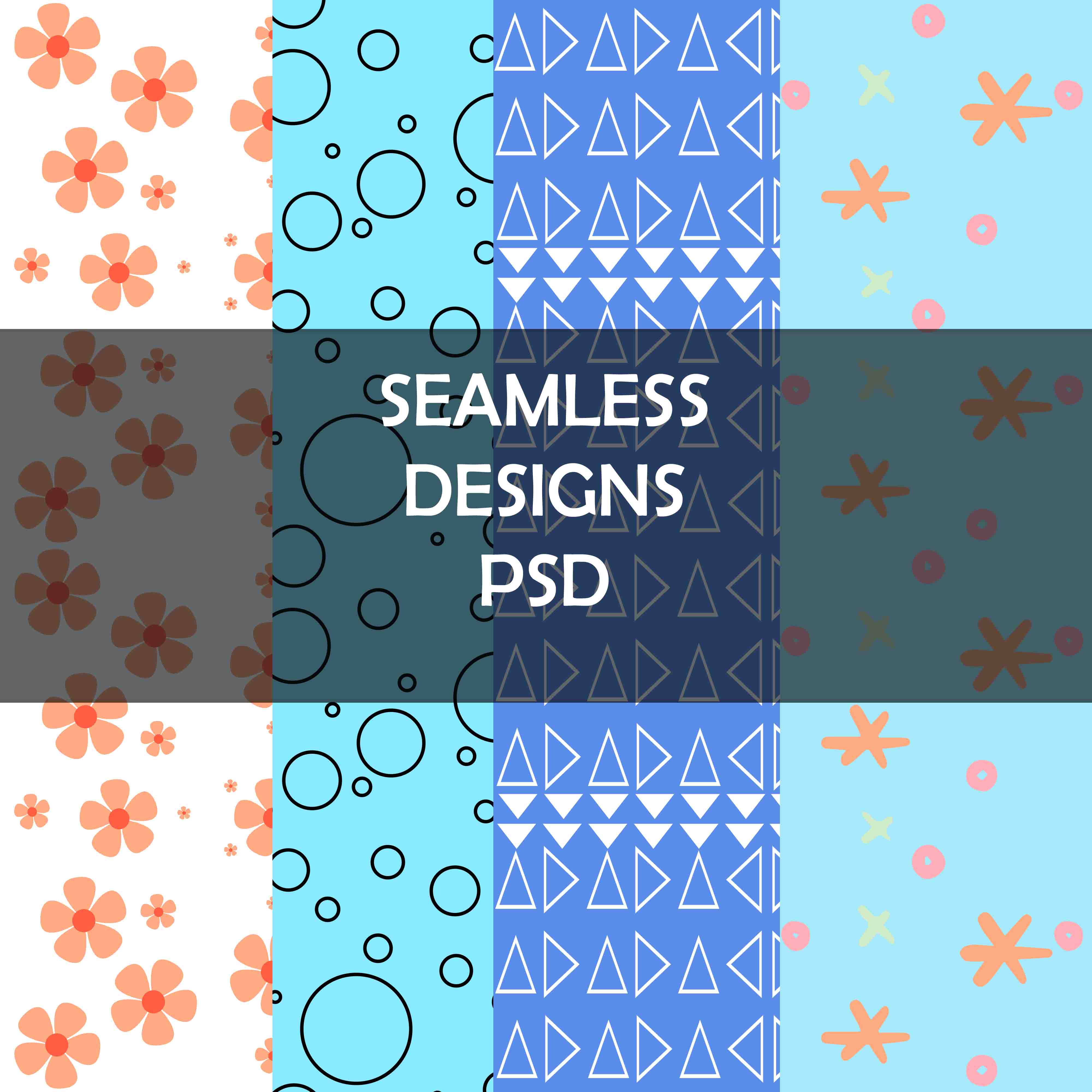 Set of four seamless designs psd.