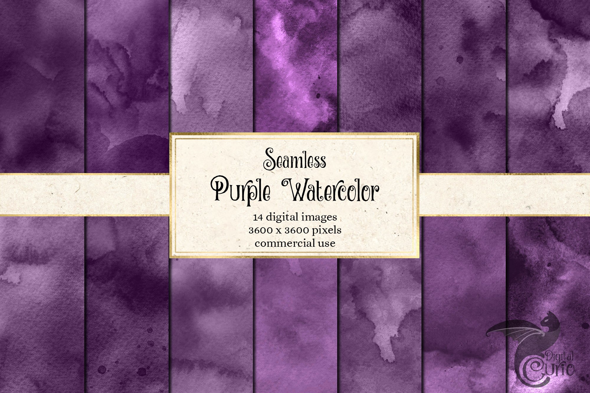 Seamless Purple Watercolor Textures cover image.