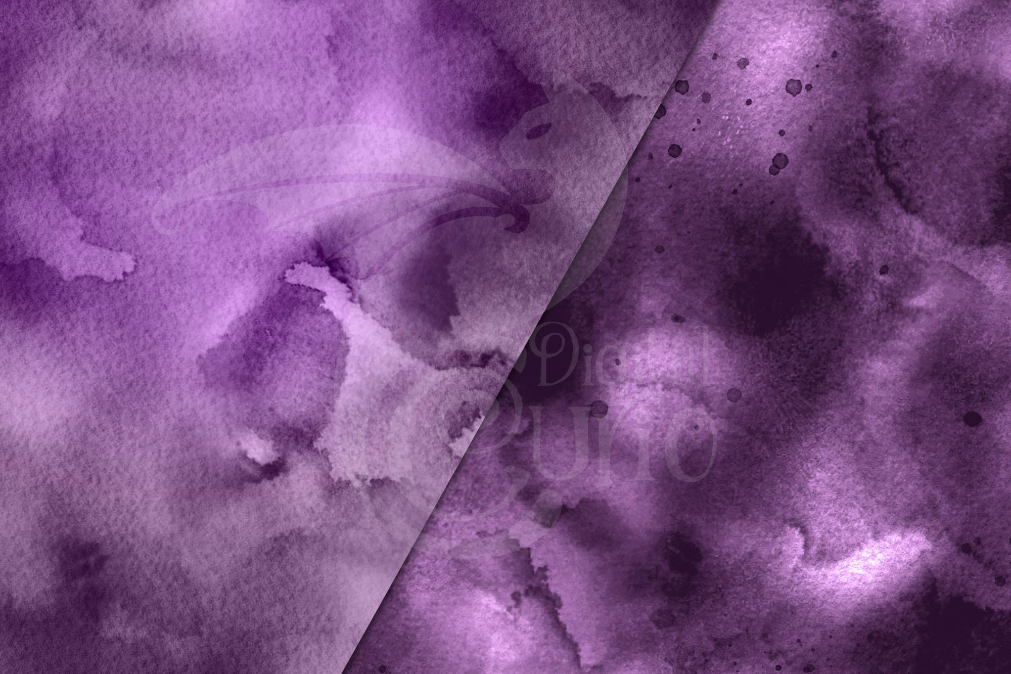 Seamless Purple Watercolor Textures preview image.