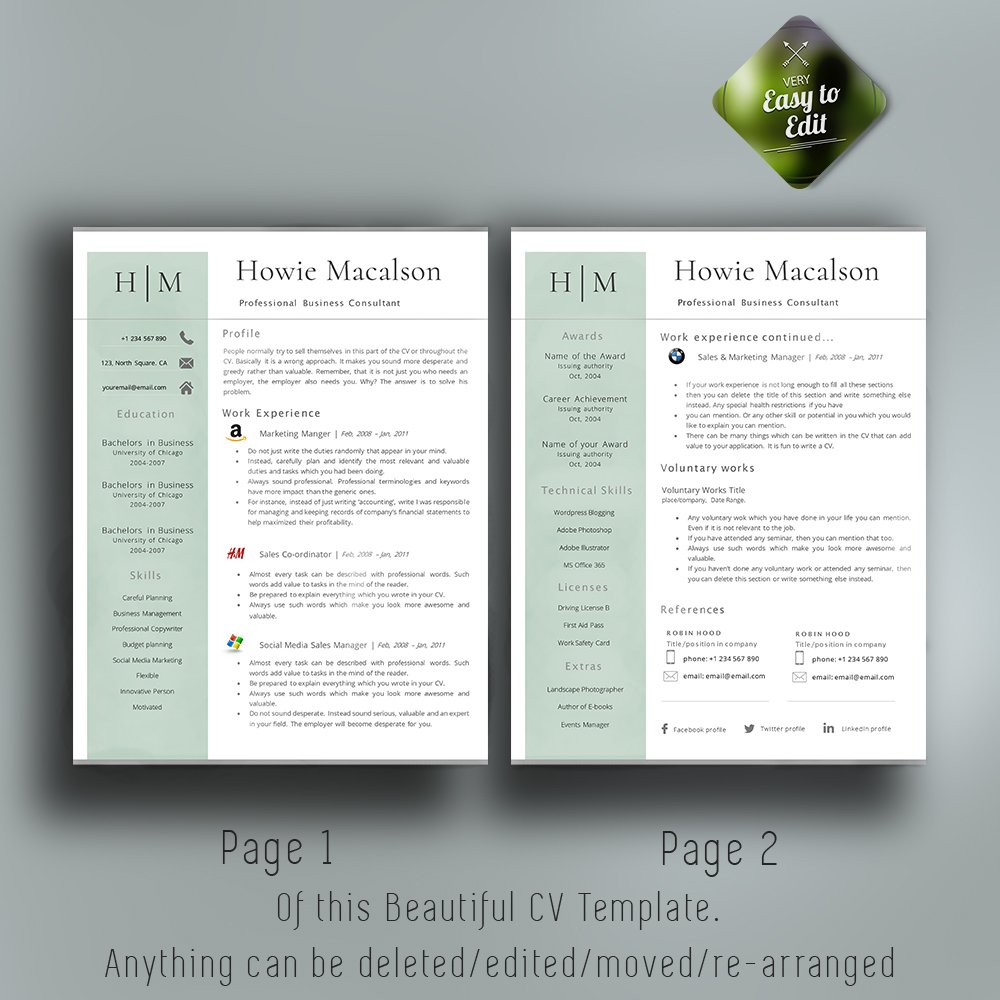 Resume Template With Logos preview image.