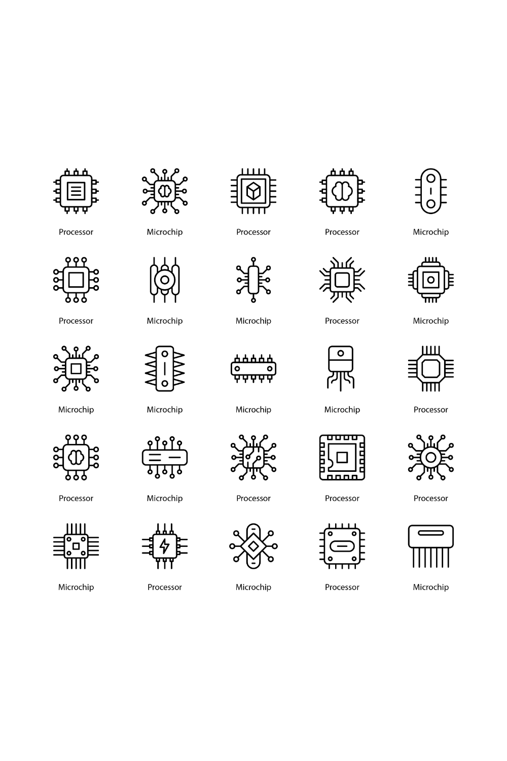 Semiconductor Icon Set pinterest preview image.