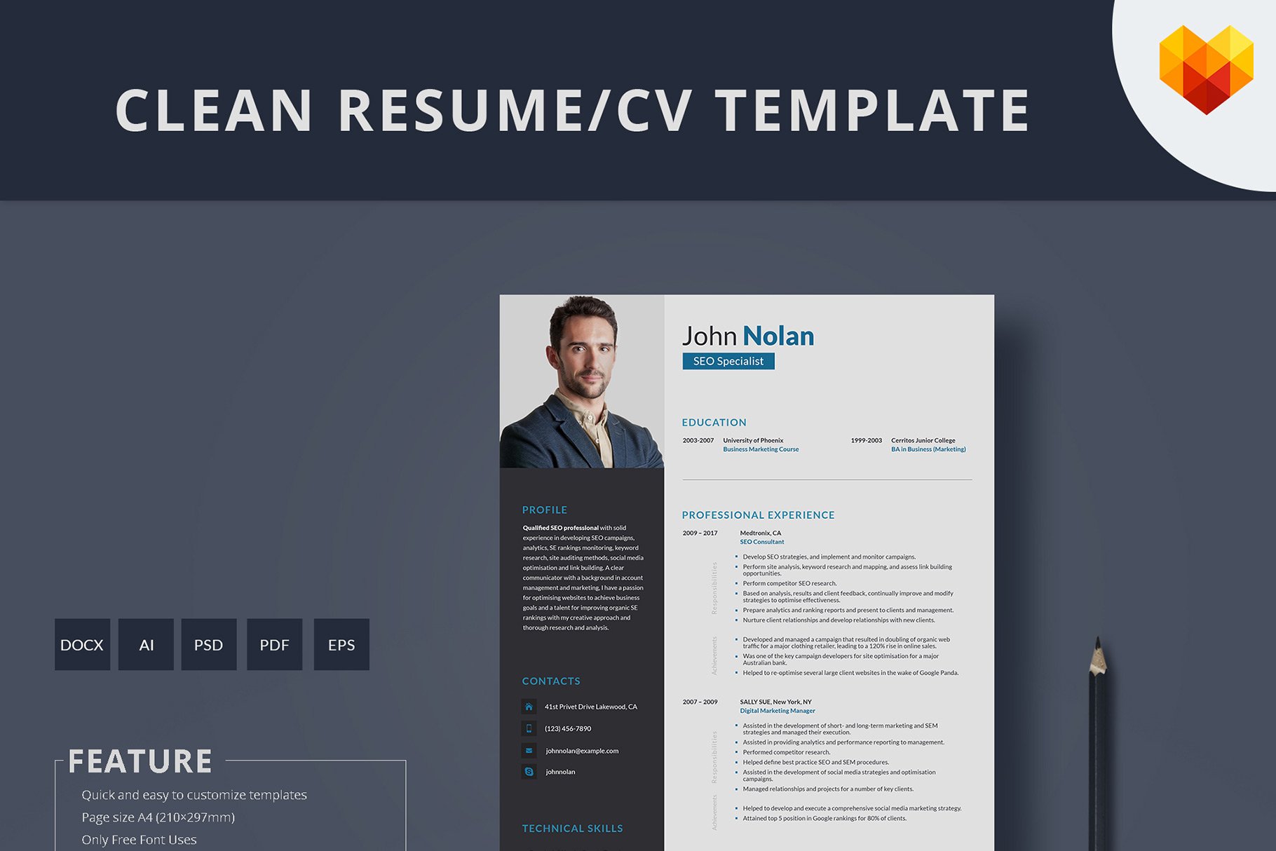 SEO Specialist Resume Template cover image.