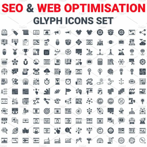 SEO & WEB Glyph Vctor Icons Set. cover image.