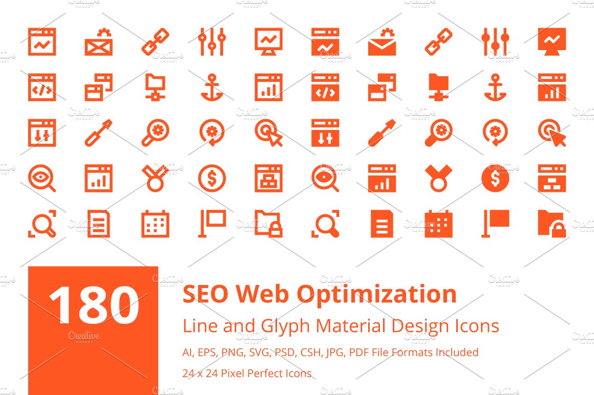 Seo Web Optimization Material Icons cover image.