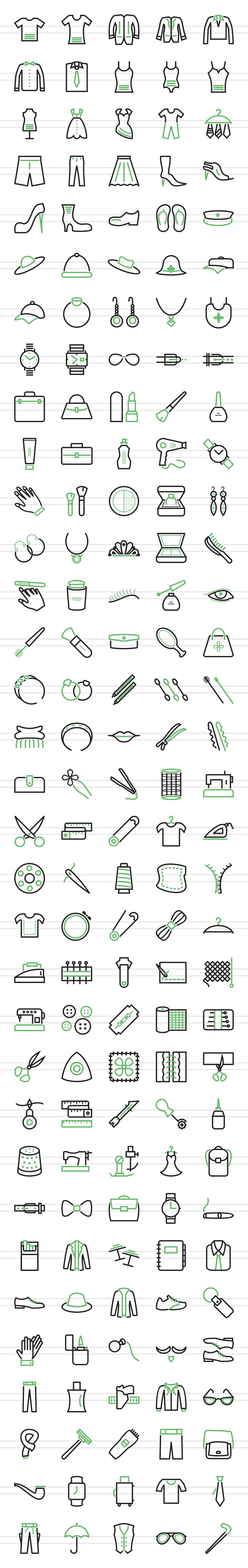 166 Fashion Line Icons preview image.