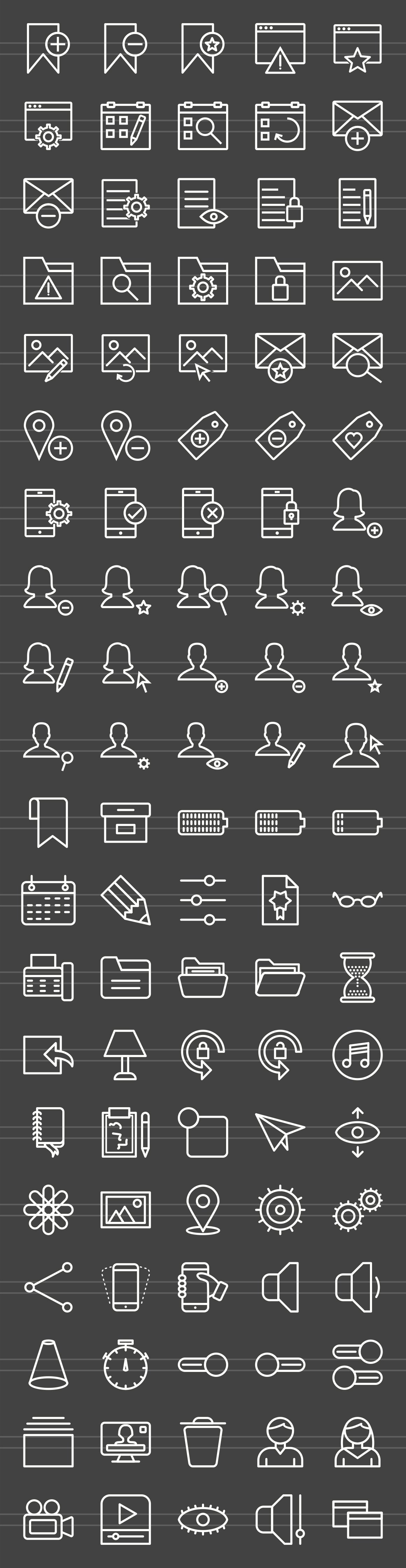 100 App & Web Interface Line Icons preview image.