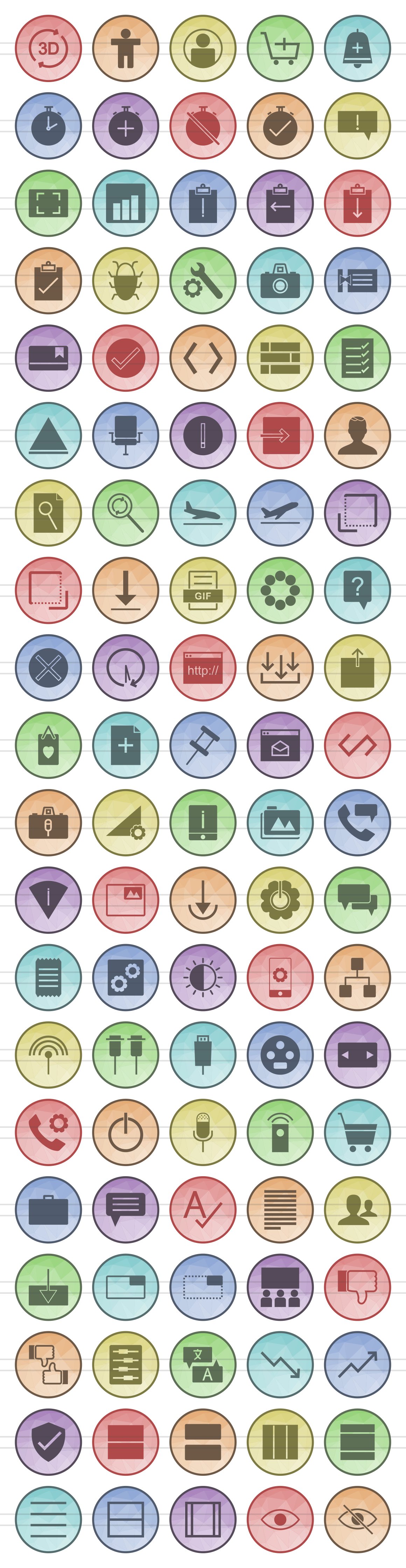 100 Material Design Low Poly Icons preview image.