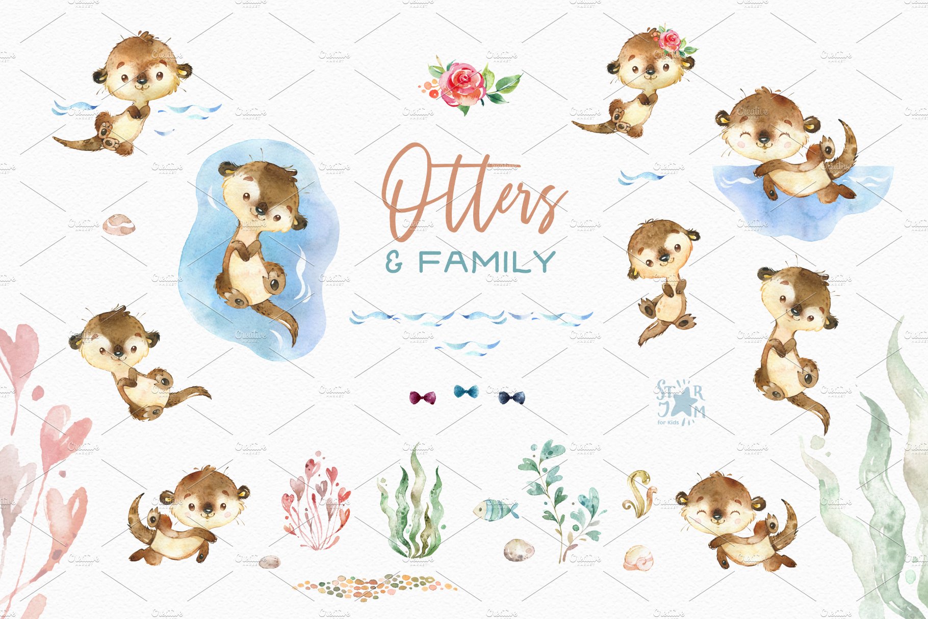 Otters & Family. Sea Collection preview image.