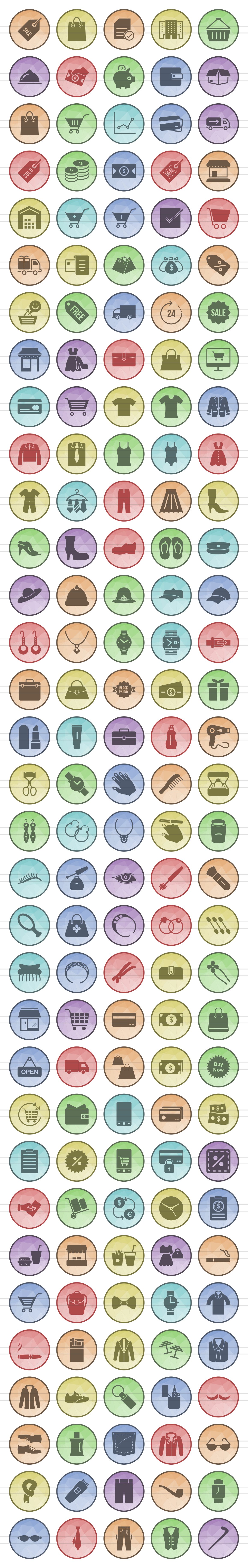 166 Shopping Filled Low Poly Icons preview image.