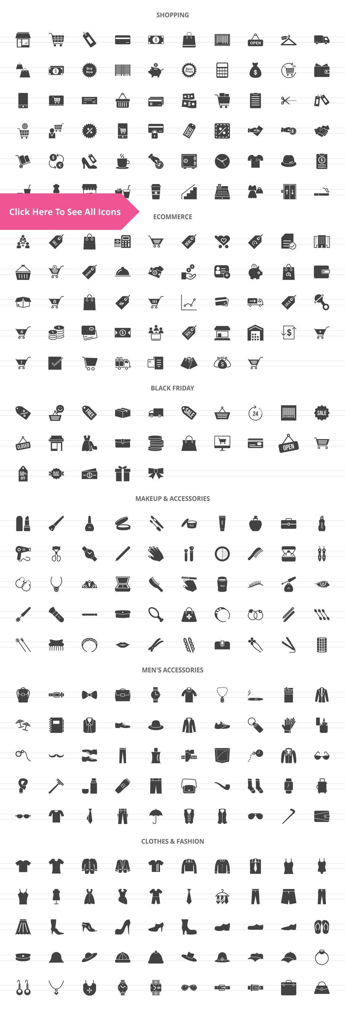 283 Shopping Glyph Icons preview image.