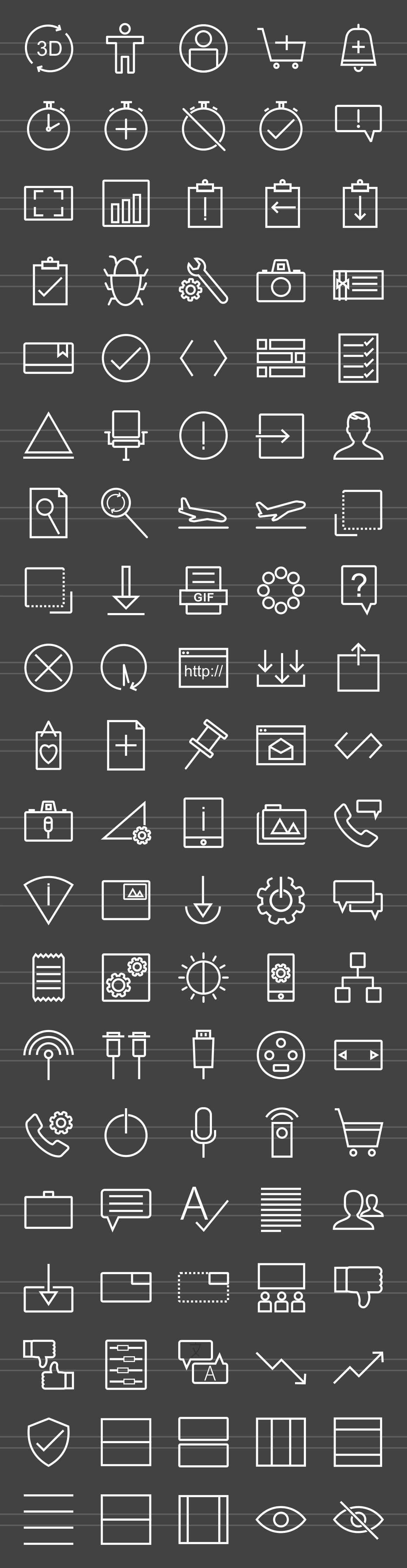 100 Material Design Line Icons preview image.