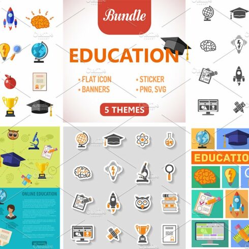 Online Education Icons cover image.