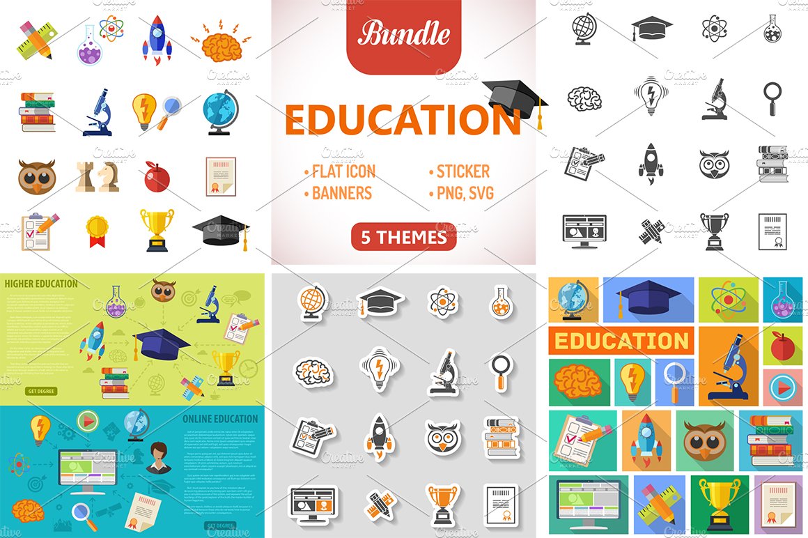 Online Education Icons cover image.
