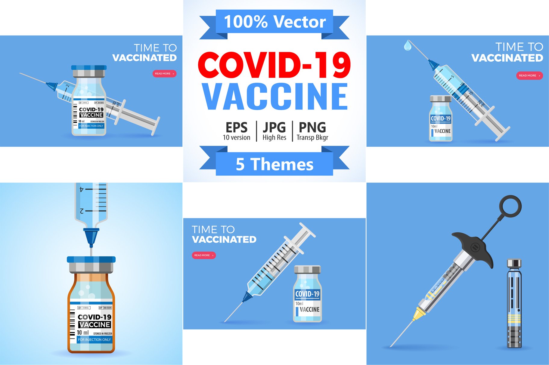 Covid-19 coronavirus vaccine syringe cover image.