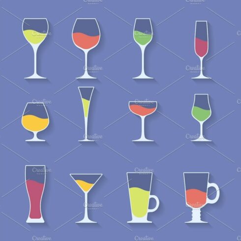 Icon set of alcohol glasses cover image.