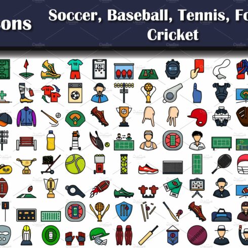 120 Icons Of Soccer, Baseball, Tenni cover image.