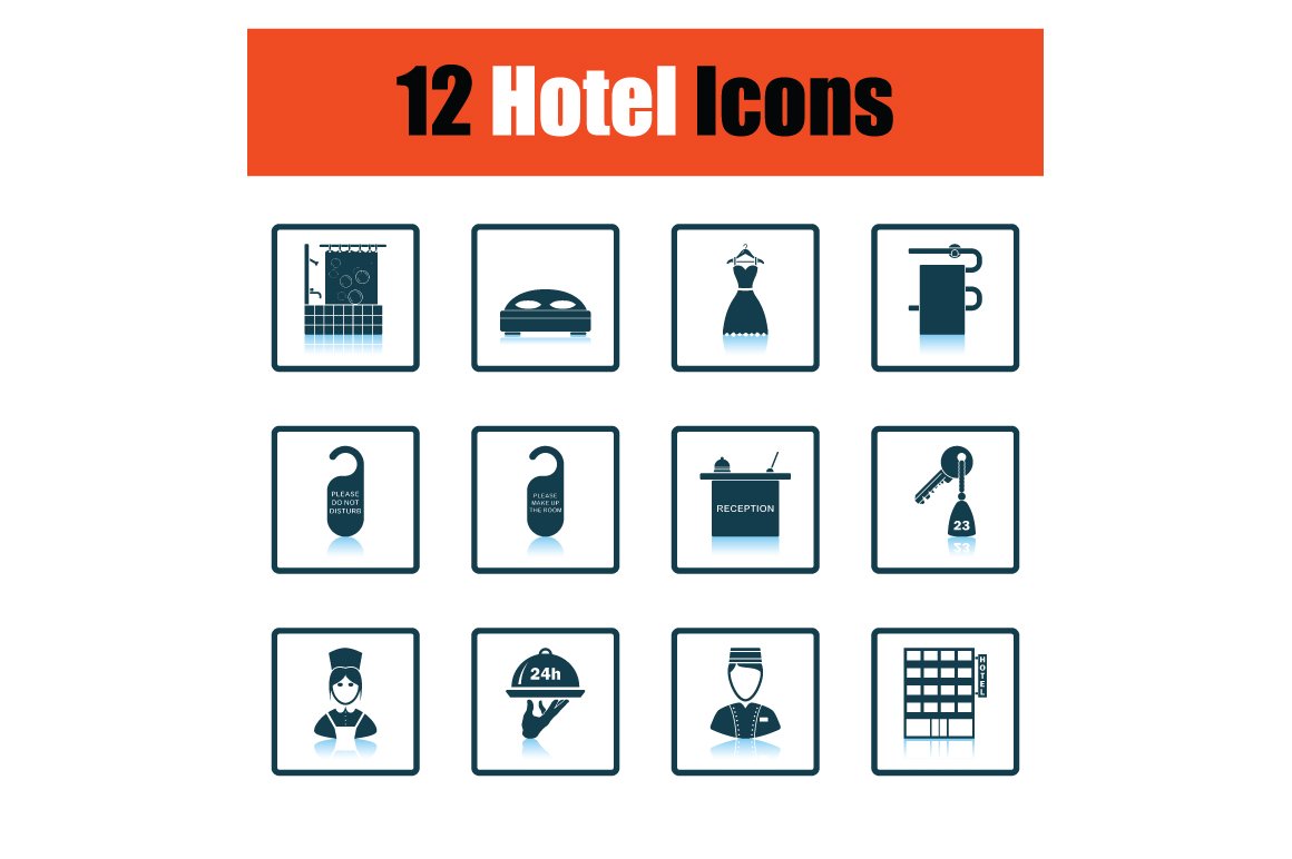 Set of hotel icons cover image.