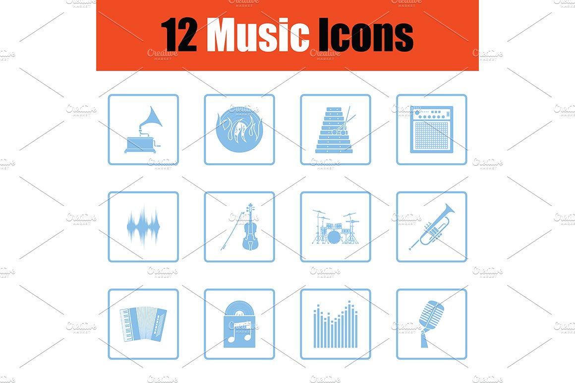 Music icon set cover image.