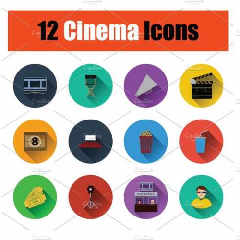 Set of cinema icons cover image.