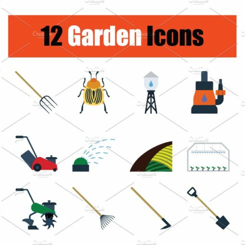 Set of gardening icons cover image.