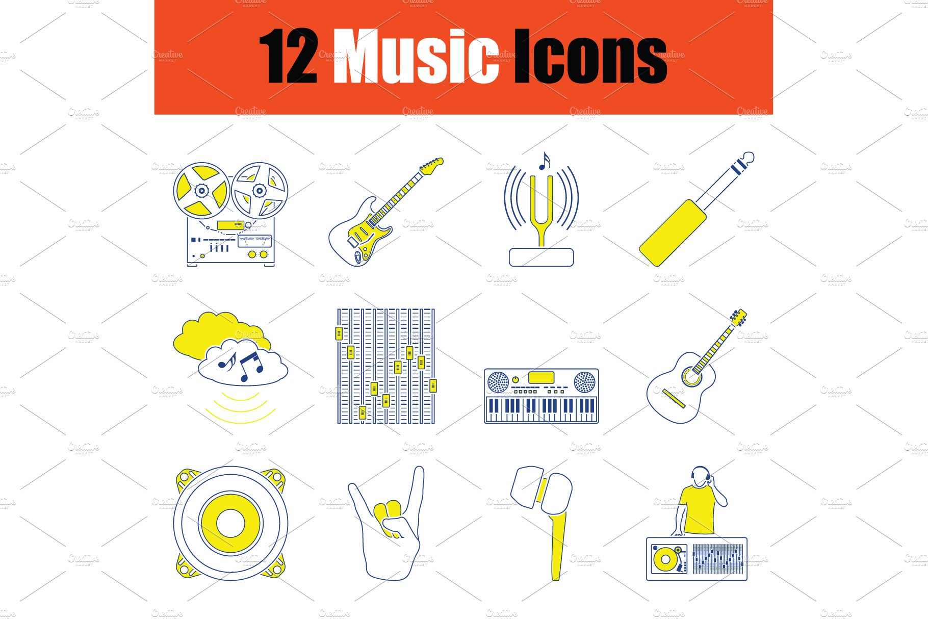 Music icon set cover image.