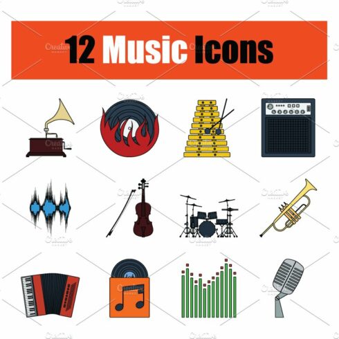 Music icon set cover image.