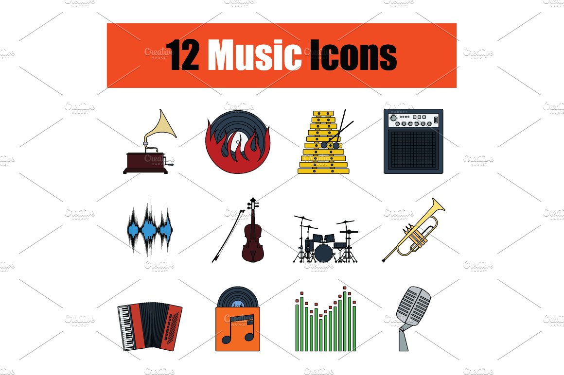 Music icon set cover image.