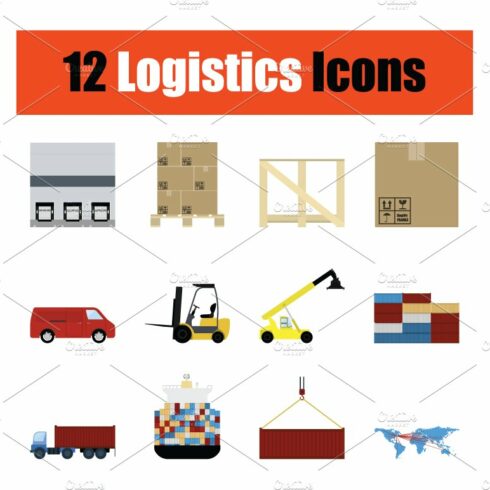 Logistics icon set cover image.