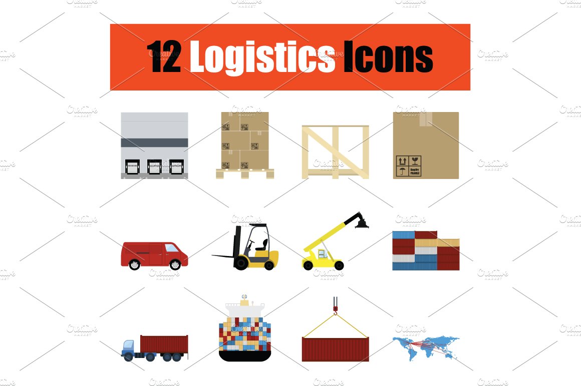 Logistics icon set cover image.