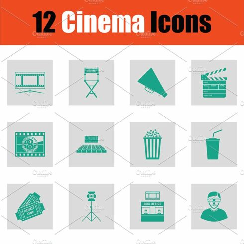 Set of cinema icons cover image.