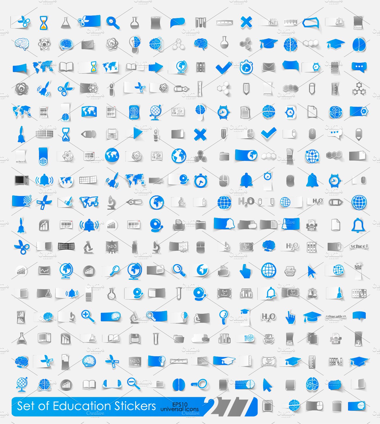 277 icons. Education stickers preview image.