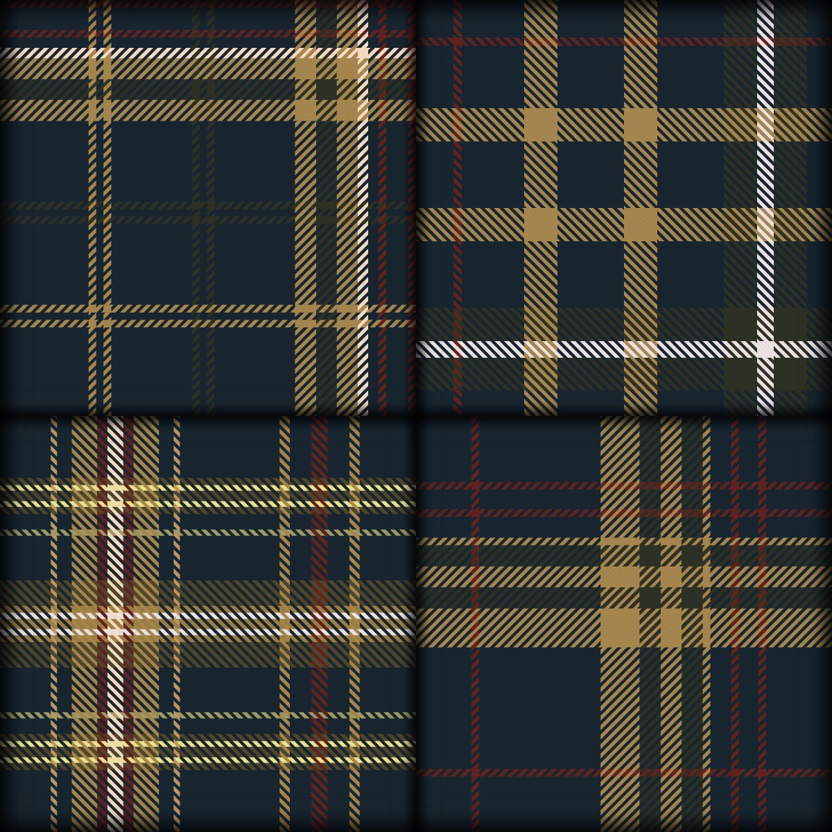 Plaid pattern is shown in three different colors.