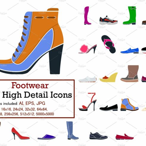 Footwear Icon Set cover image.